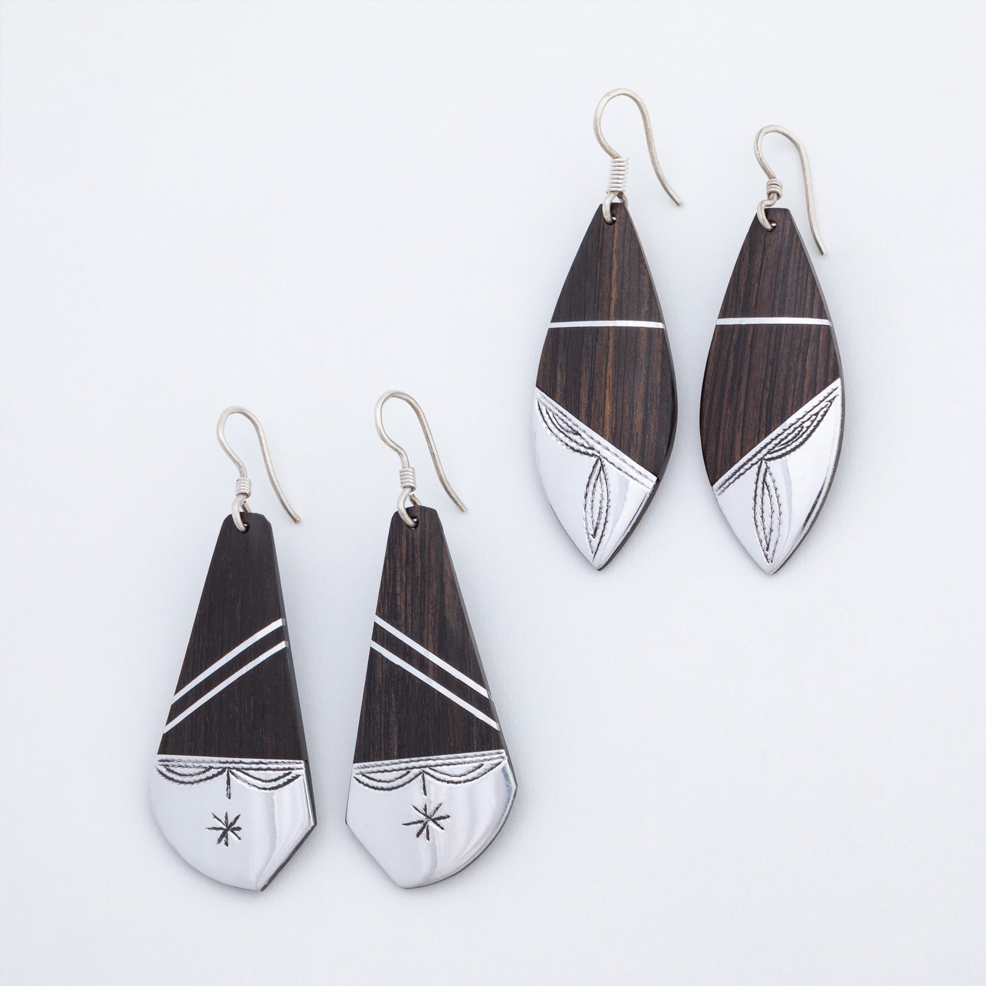 Tuareg Silver and Ebony Drop Earrings、mySite、camillekostekn