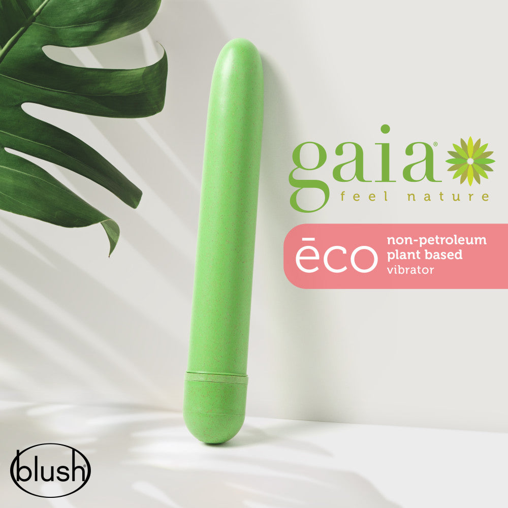Gaia® By Blush | Eco: Plant-Based 7 Slim Multispeed Vibrator in Green - Made from Sustainable BioFeel™、mySite、bottomscart