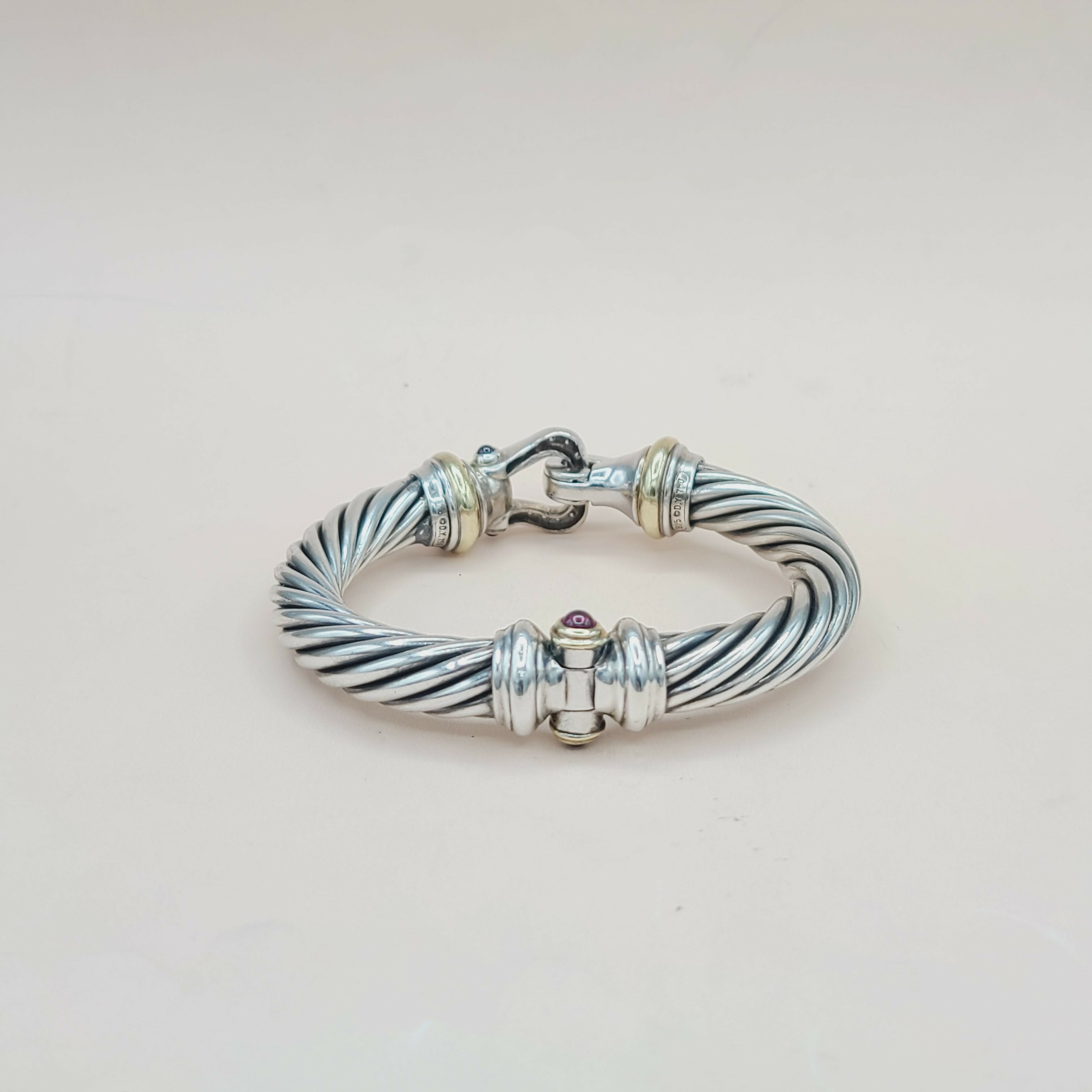 David Yurman 10mm Cable Buckle Bracelet Garnet & Diamonds、mySite、hinf8tx79