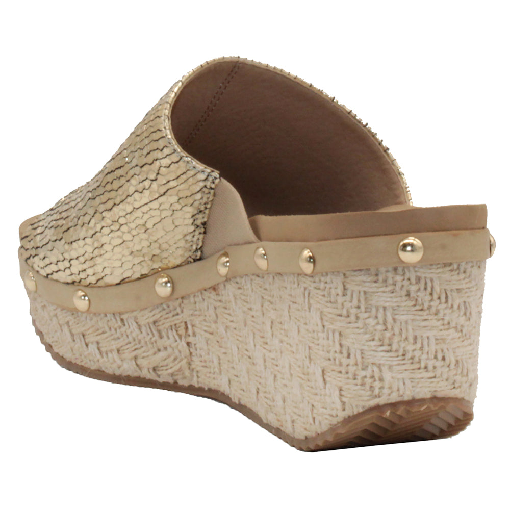 Ravine Metallic Studded Wedge Sandals、mySite、gtrtttuynbv