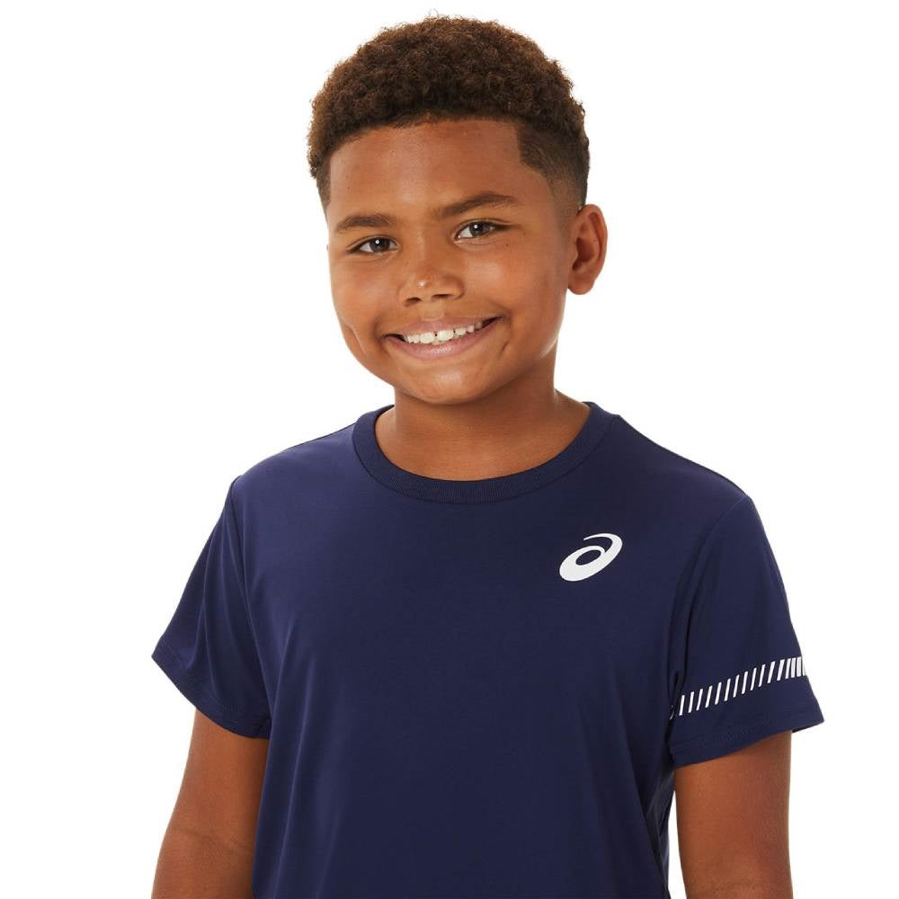 Asics Boys' Tennis Short Sleeved Top (Peacoat)、mySite、neckold