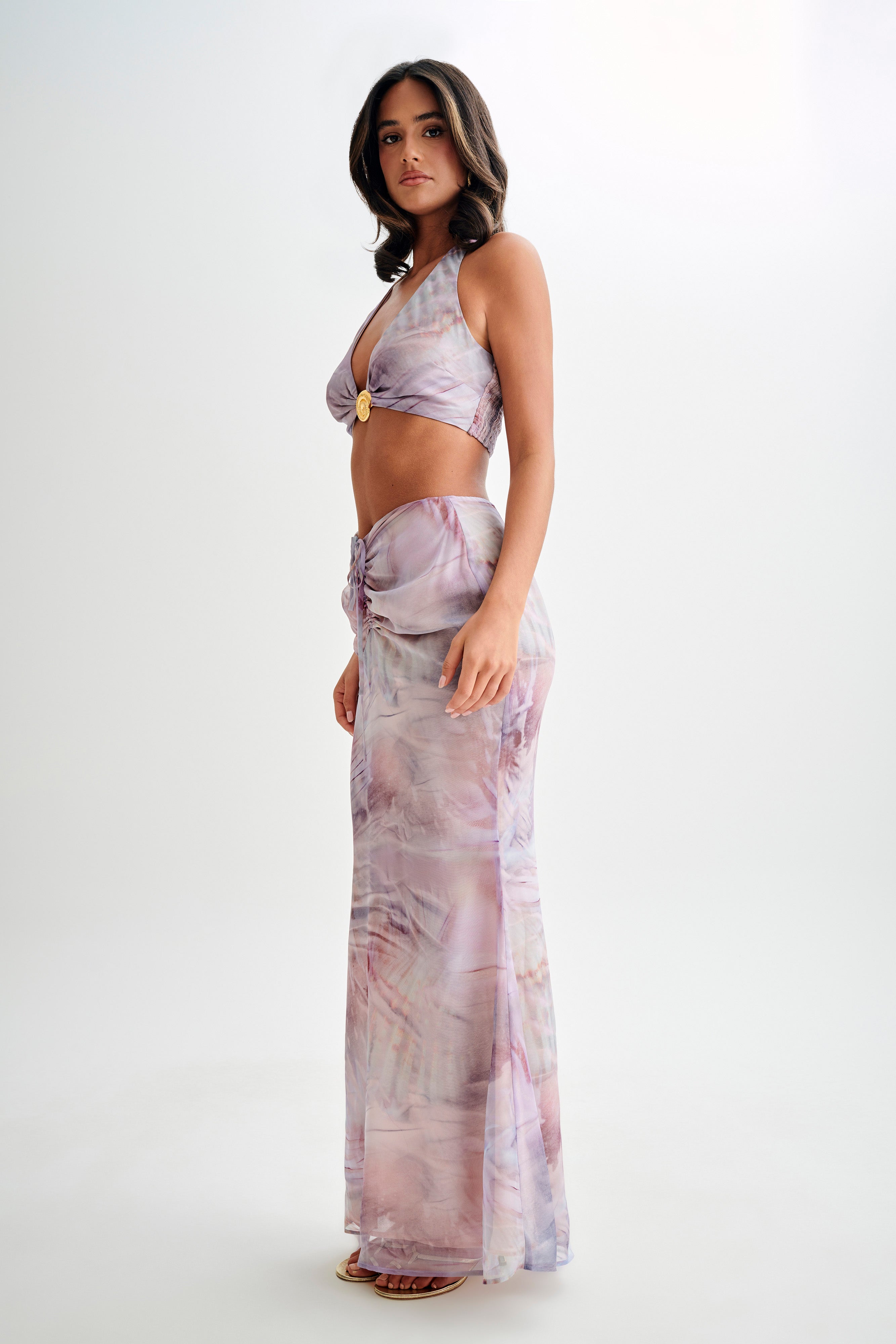 Ursula Shell Hardware Halter Top - Mermaid Shell Print、mySite、solidvoid