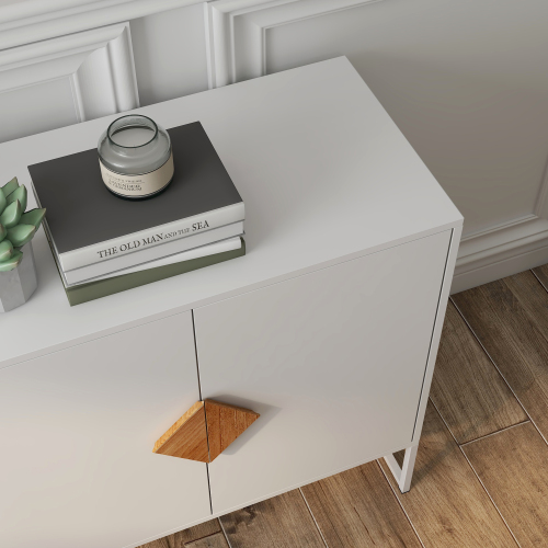 Solid wood special shape square handle design with 4 doors and double storage sideboard、、casual