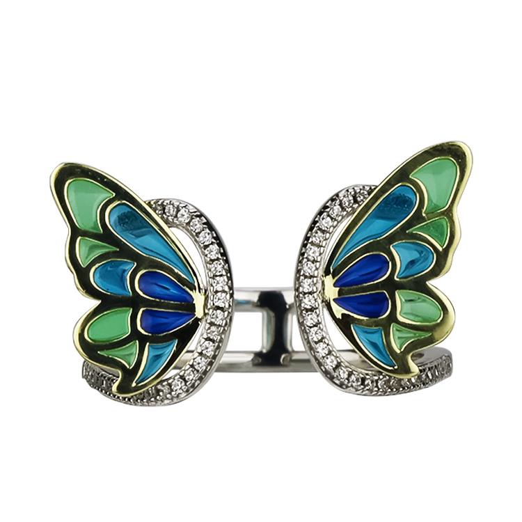 Sterling Silver Enamel Butterfly Necklace with Swarovski Crystal Top of the Line!、mySite、g9winljtr