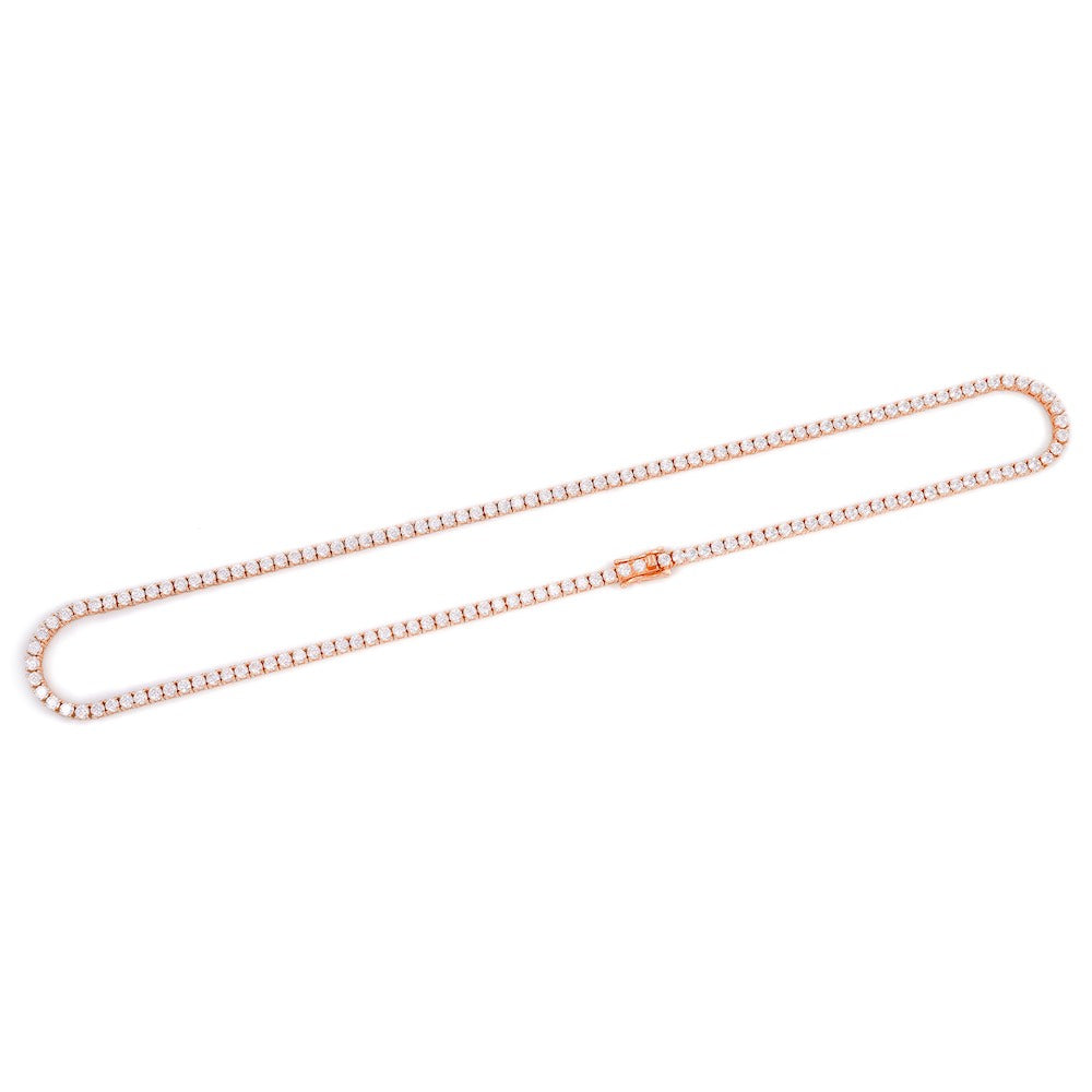 3MM Diamond Tennis Chain 14K Solid Rose Gold、mySite、hinf8tx79