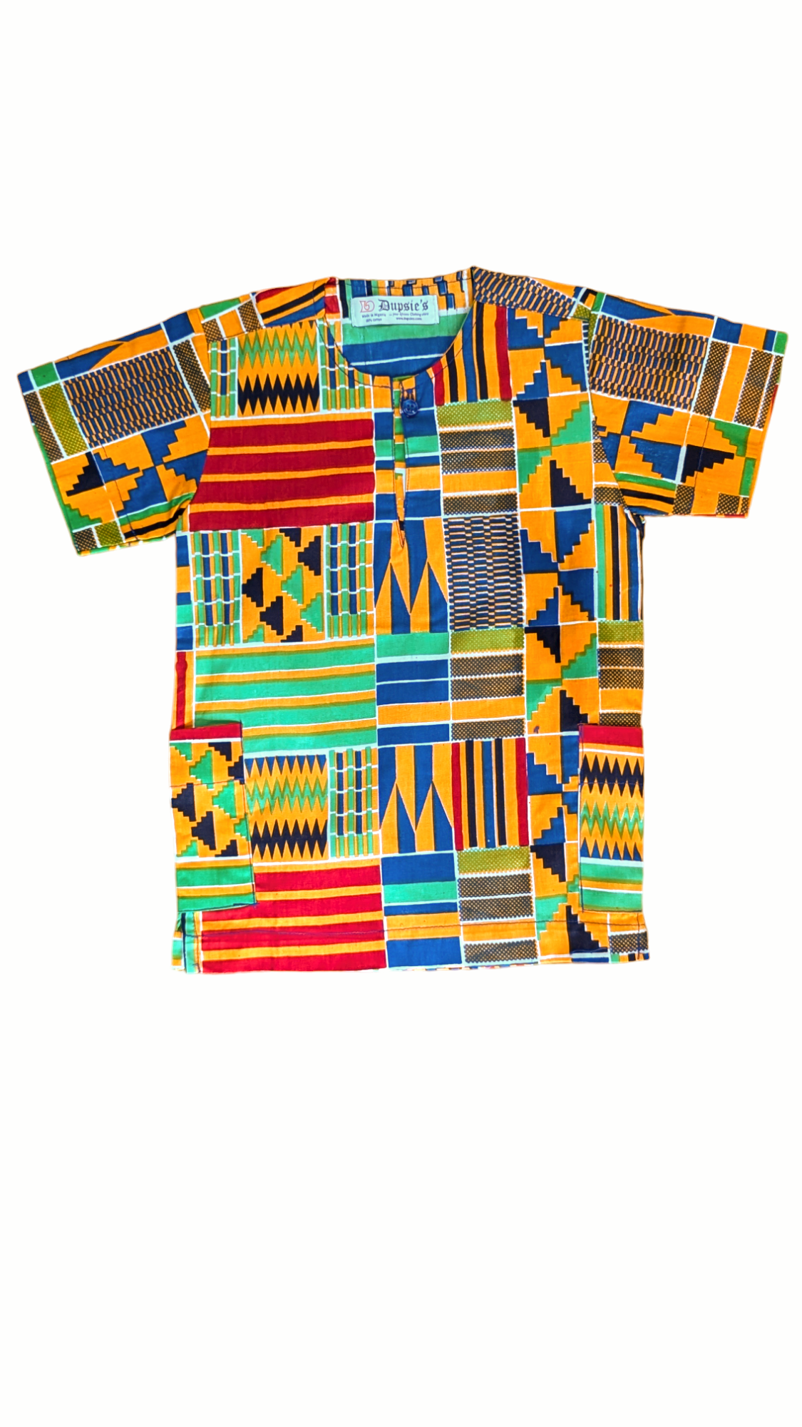 Dupsie's Kwaku Kente Short-Sleeve Dashiki Shirt for Children DPC4075M、mySite、solidvoid