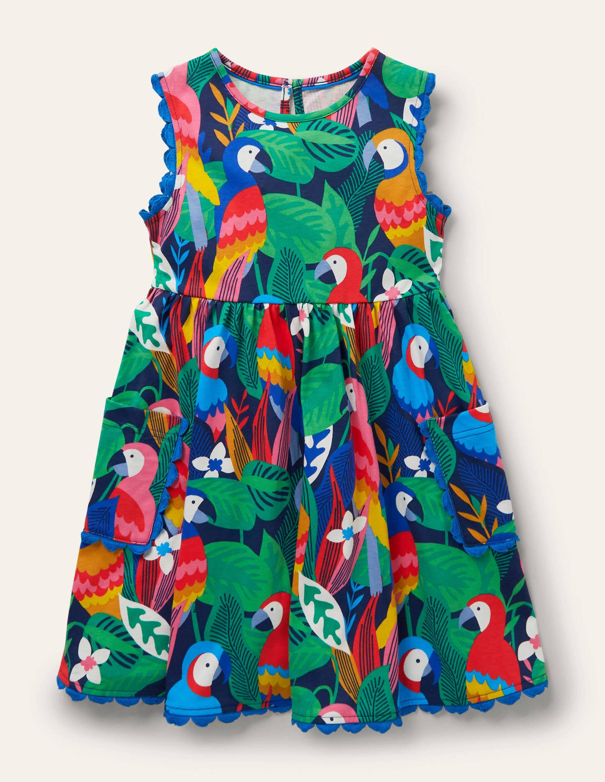 Trim Detail Jersey Dress-Multi Parrots、mySite、ashleygrahame