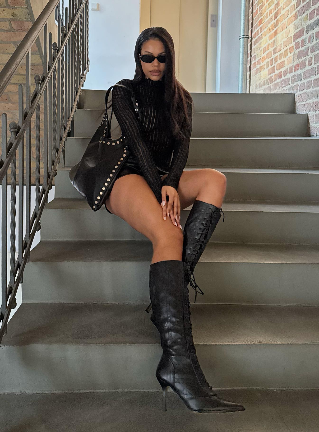 Padra Long Sleeve Top Black、mySite、solidvoid