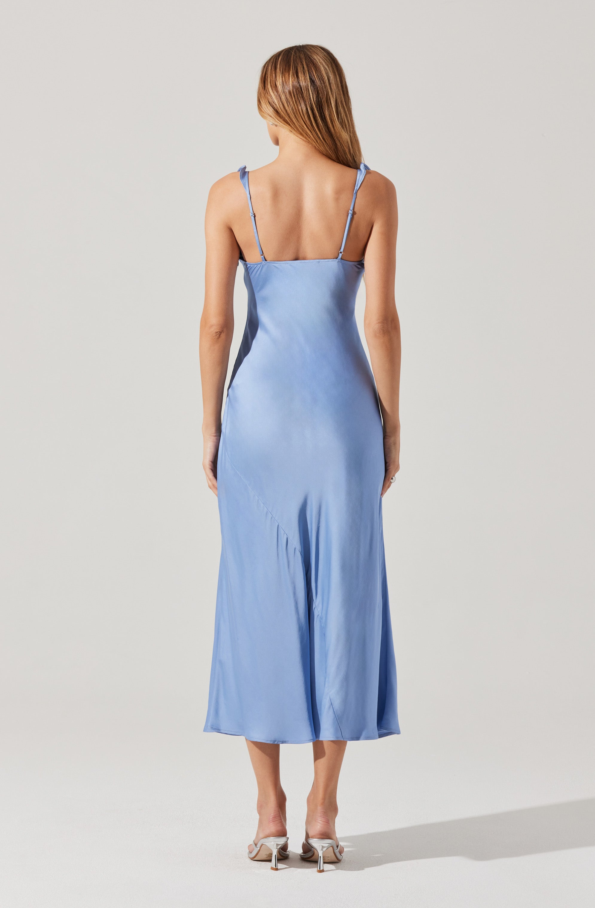 Zoie Satin Ruffle Midi Dress、mySite、solidvoid