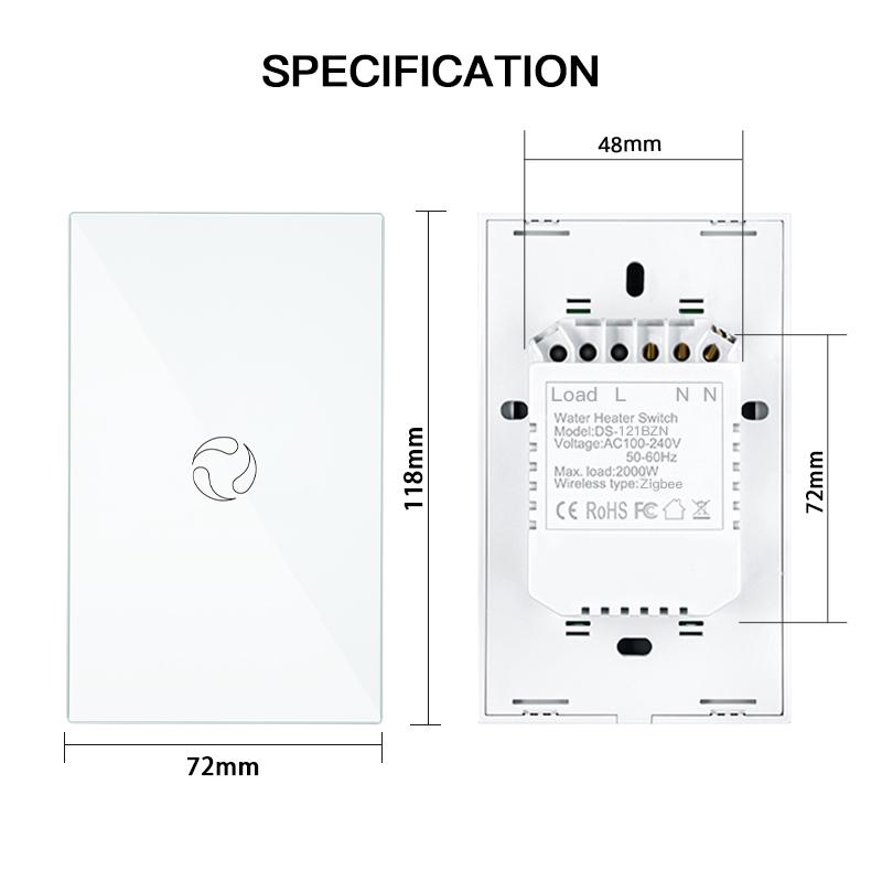 ZigBee Smart Boiler Touch Switch Water Heater Single Pole Neutral Wire Required US 20A/40A、mySite、fannypackpong