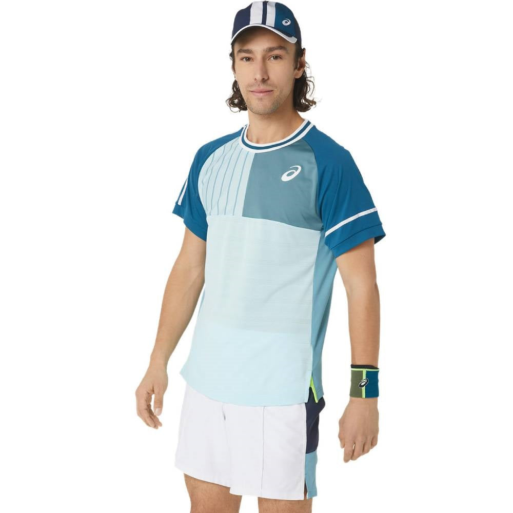 Asics Men's Match Short Sleeve Tee Top (Blue)