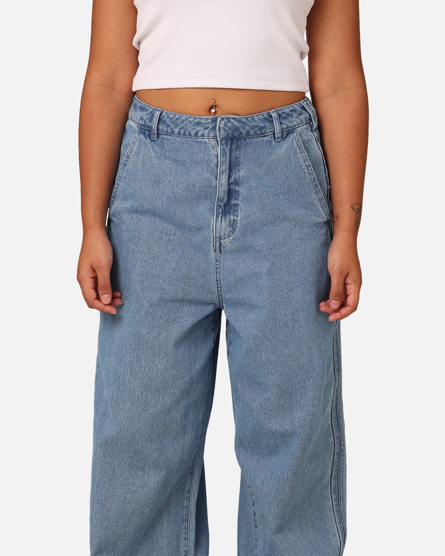 Adidas X KSENIASCHNAIDER Women's 3-Stripe Jeans Light Denim、mySite、zt4zffjzw