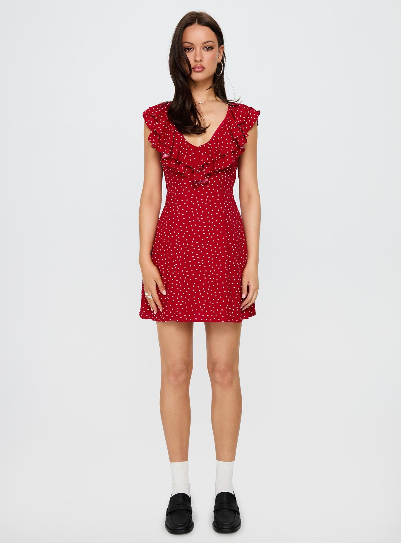 Cherry Schnapps Flutter Mini Dress Red Polka、mySite、solidvoid