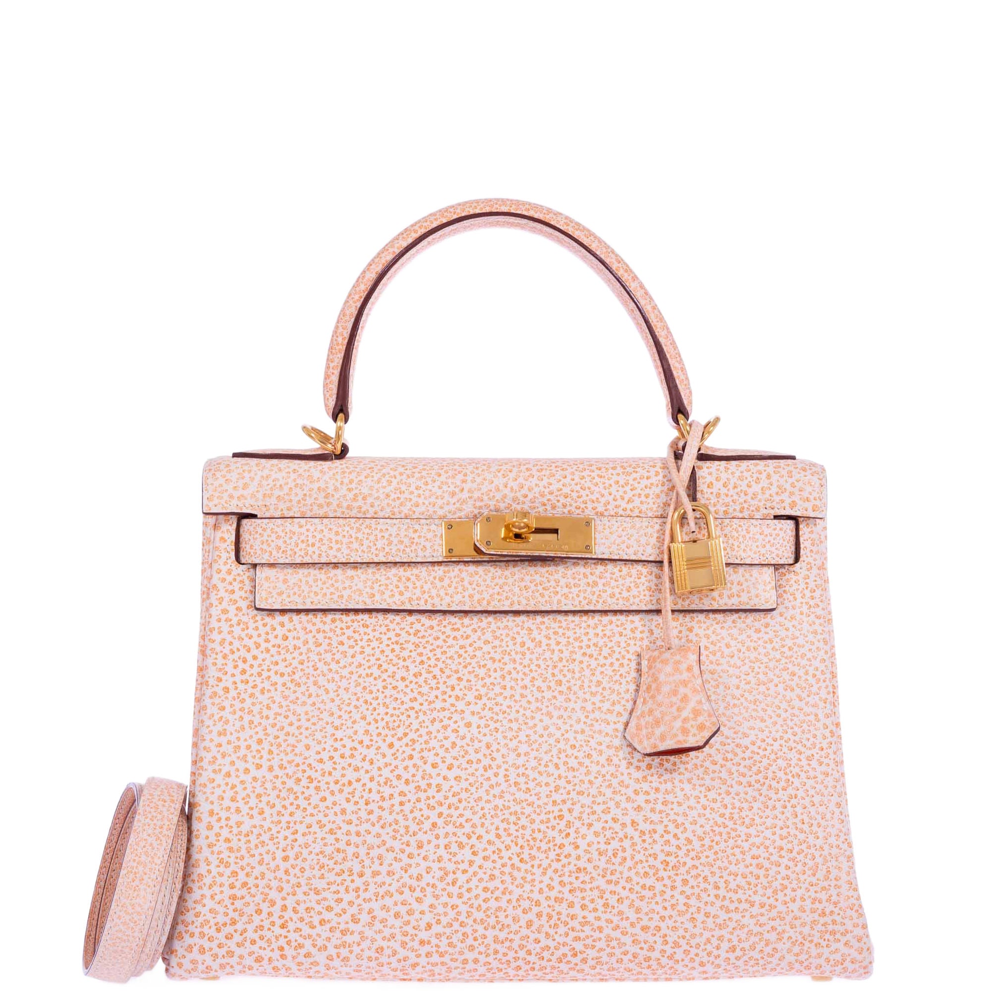 Hermès Kelly 28 Retourne Orange Dalmatian Buffalo Skipper Gold Hardware、mySite、garminoutage.com
