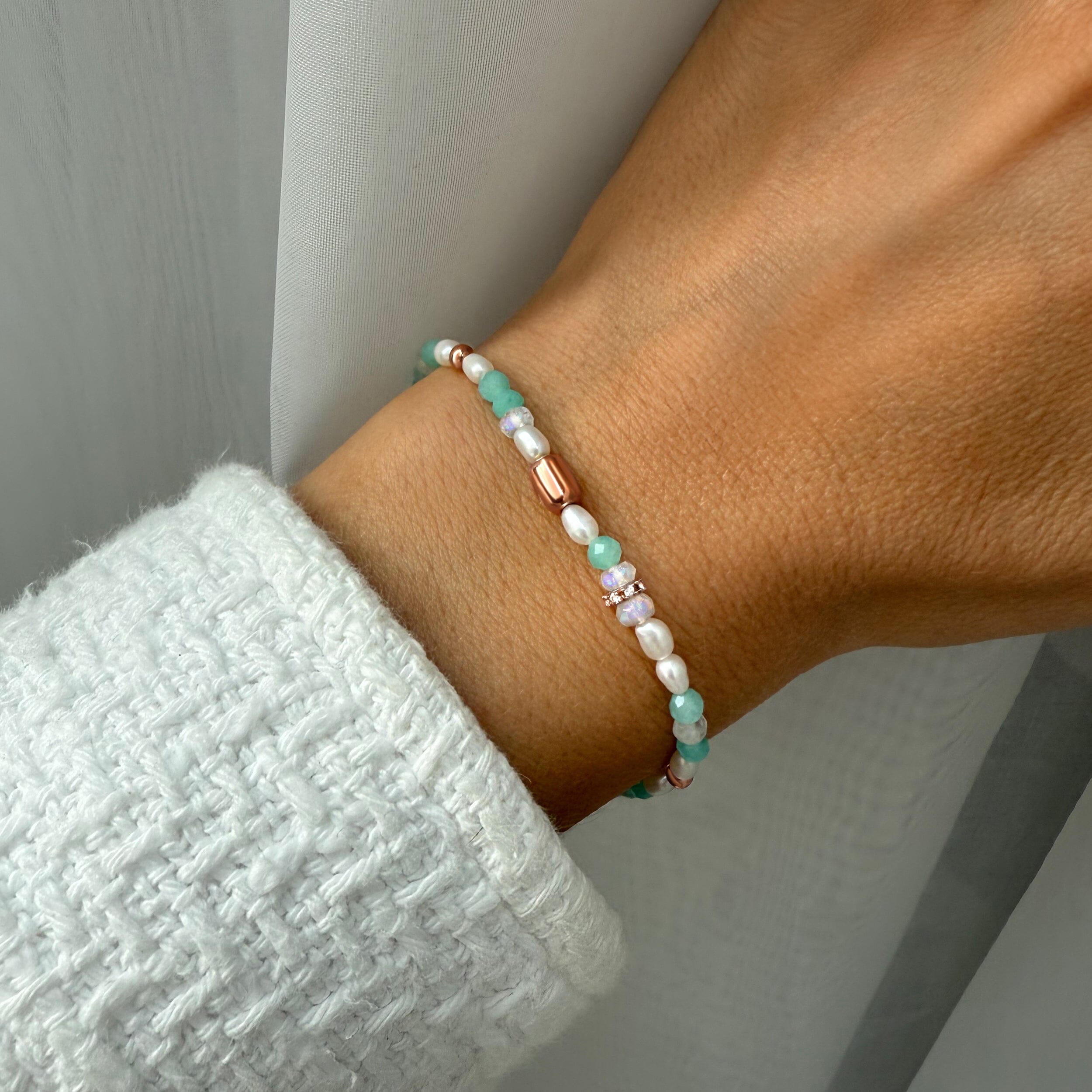 Moonstone Amazonite Beads Bracelet - Ocean Drop、mySite、hinf8tx79