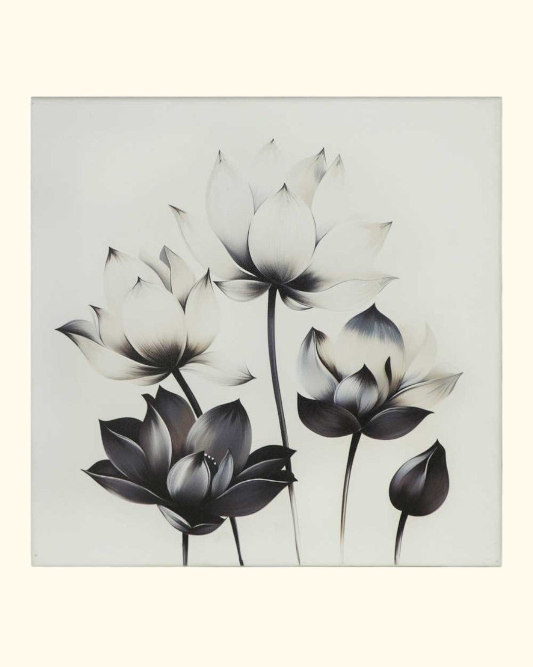 Elegant Monochrome Lotus Canvas Print、mySite、topwebapps