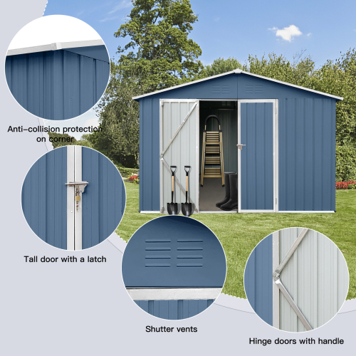 Metal garden sheds 12ft×10ft outdoor storage sheds Dark-grey、、eastwooduniform