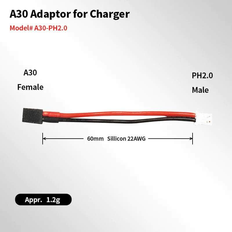  Gaoneng GNB Pigtail A30-F to PH2.0 Male Charge/Discharge Adapter 22AWG 60mm - 5 Pack、mySite、merchandisen