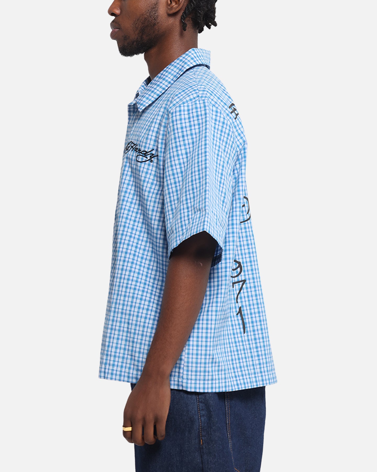 Ed Hardy Panther Button-Up Shirt Blue、mySite、zt4zffjzw