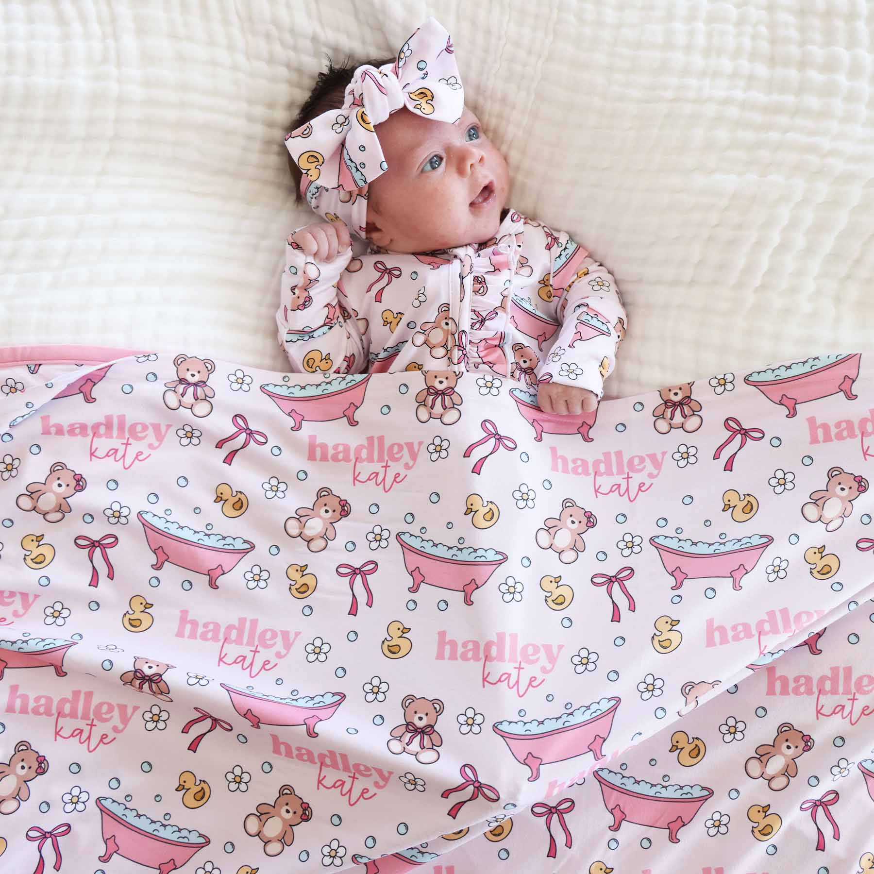  Bathtime Besties Personalized Swaddle Blanket | Pink、mySite、layawaytickets