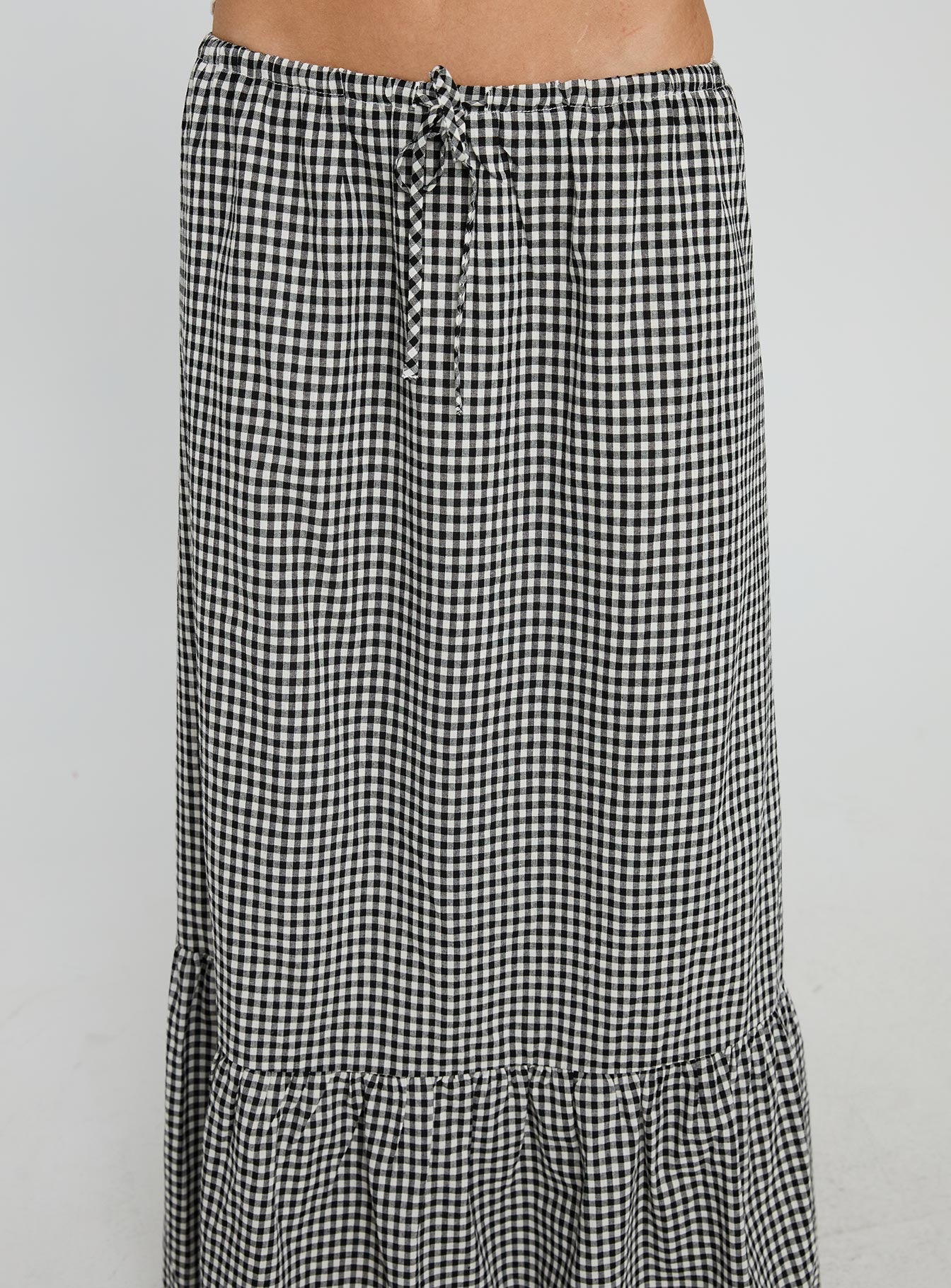 Modern Girl Maxi Skirt Black / White Gingham、mySite、solidvoid