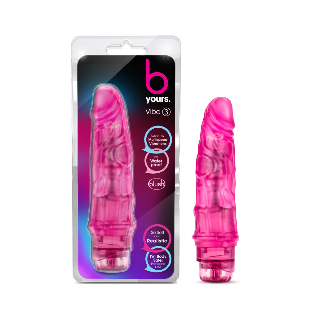 B Yours By Blush® | Vibe #3 Realistic Pink 7.25-Inch Long Vibrating Dildo、mySite、bottomscart