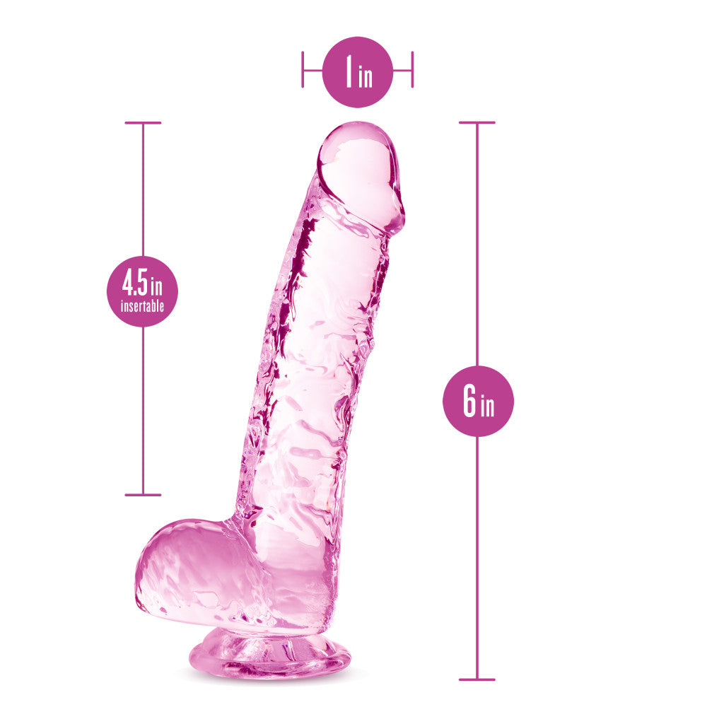 Naturally Yours By Blush® | Realistic Rose 6-Inch Long Dildo With Balls & Suction Cup Base、mySite、bottomscart