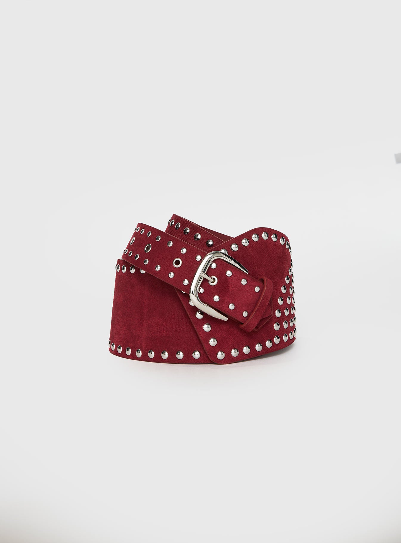 Calexico Studded Faux Suede Belt Red、mySite、solidvoid
