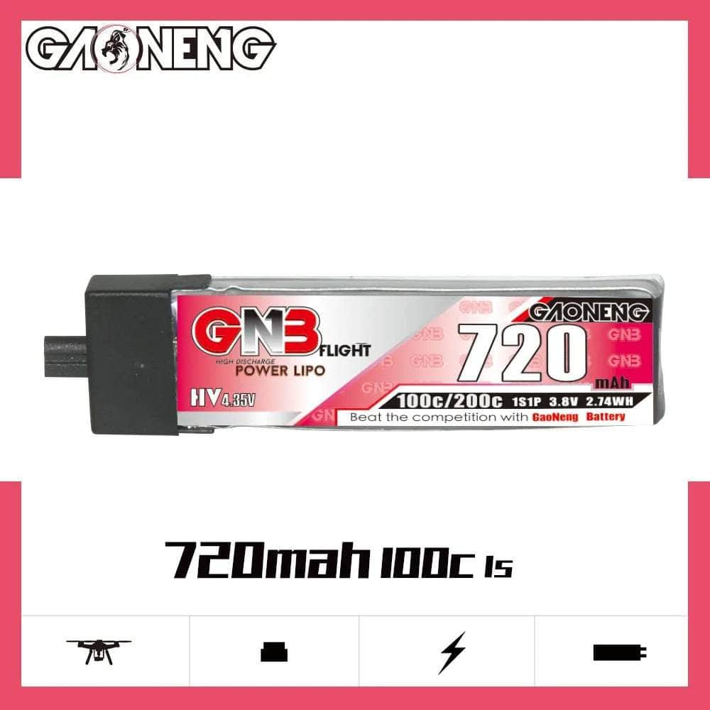  Gaoneng GNB 3.8V 1S 720mAh 100C LiHV Whoop/Micro Battery w/ Plastic Head - A30、mySite、merchandisen