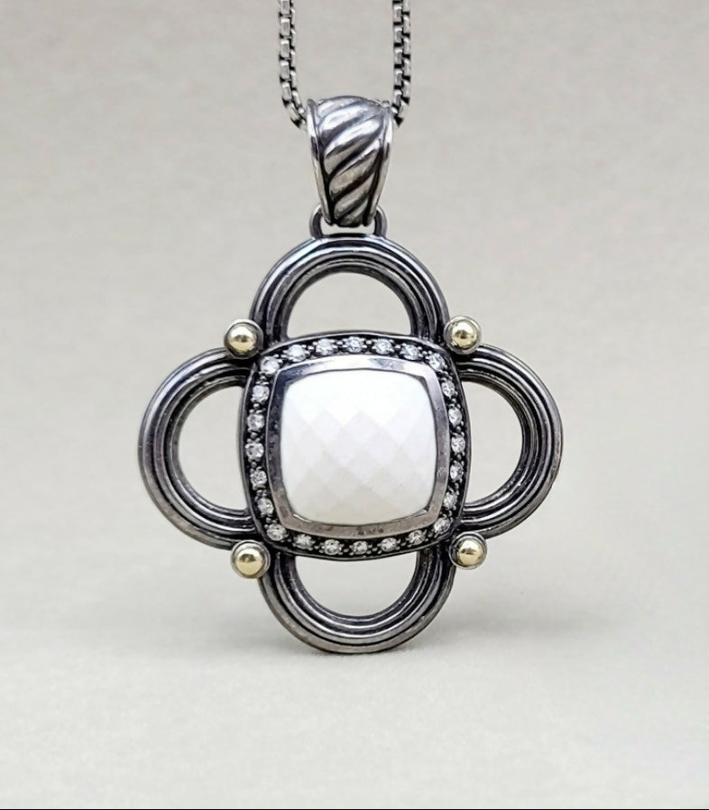 David Yurman Renaissance White Agate Diamond & Gold Pendant、mySite、hinf8tx79