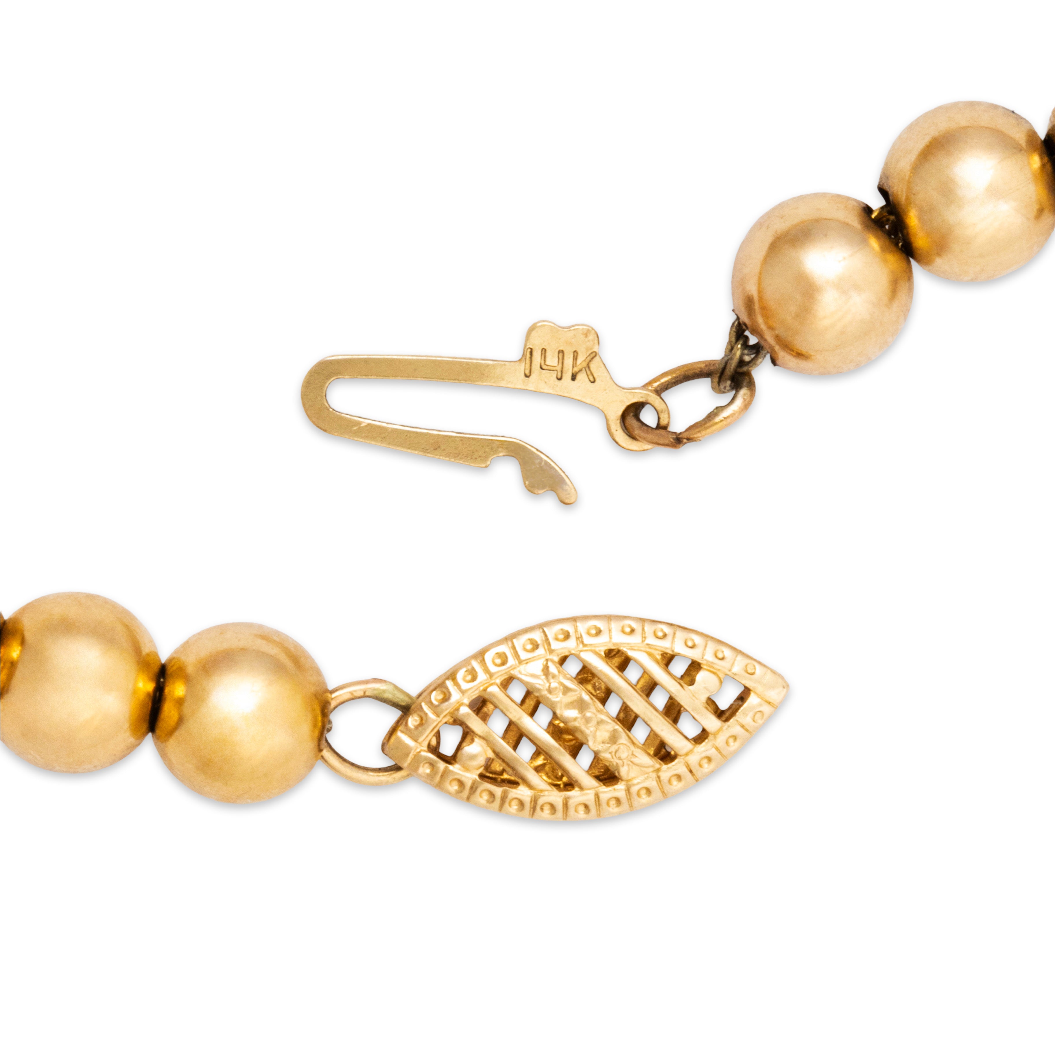 Vintage 14k Yellow Gold Dramatic Graduated Beads Necklace 23、mySite、hinf8tx79