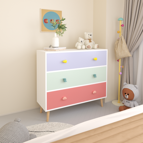 Kids 3 Drawer Dresser, Baby Nightstand for Bedroom, Storage Cabinet for Toddler Child for Living Room, Toddler Room, Nursery, Closet, Apartment (White)、、casual