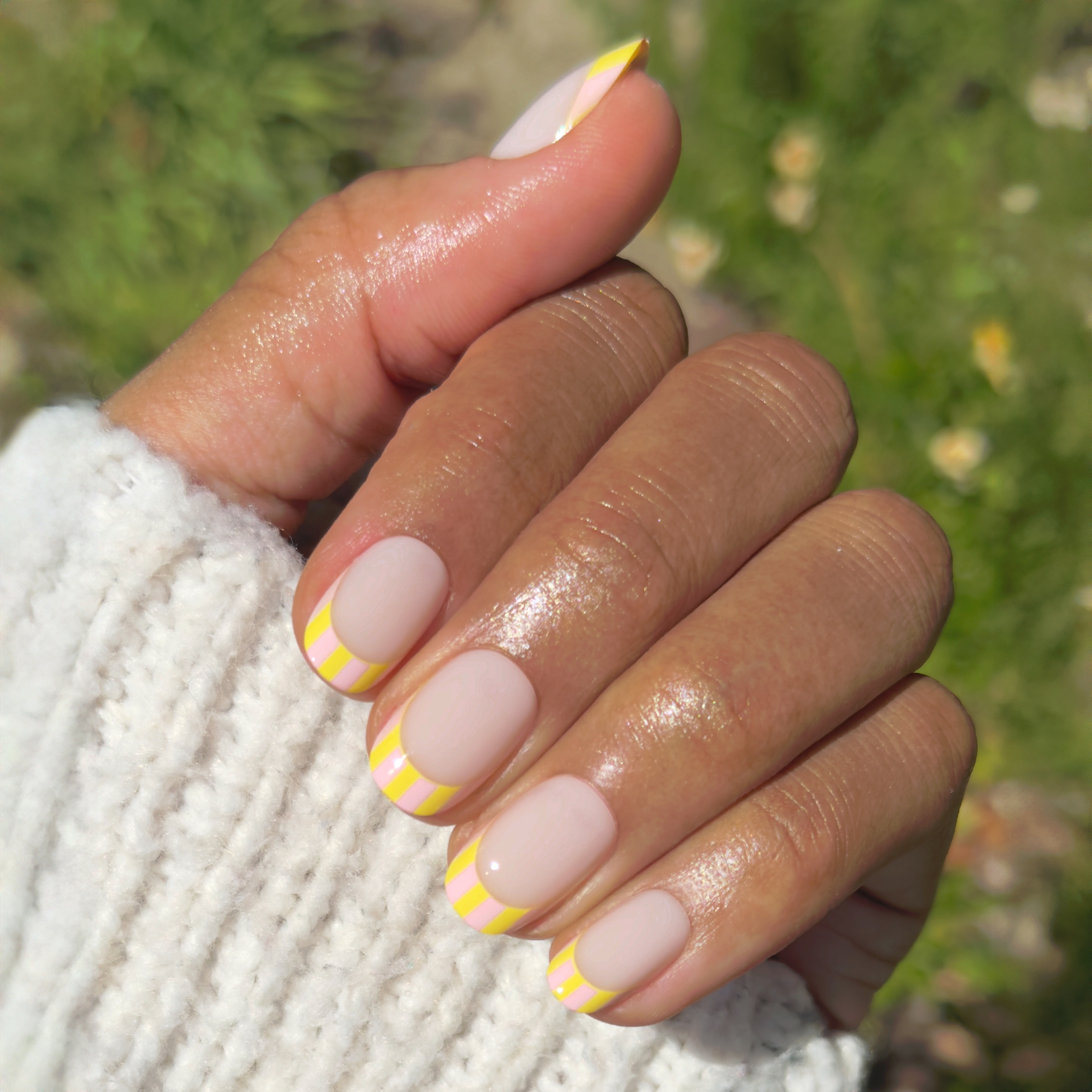 Summer Stripe French - Press-On | Short | Round、mySite、solidvoid