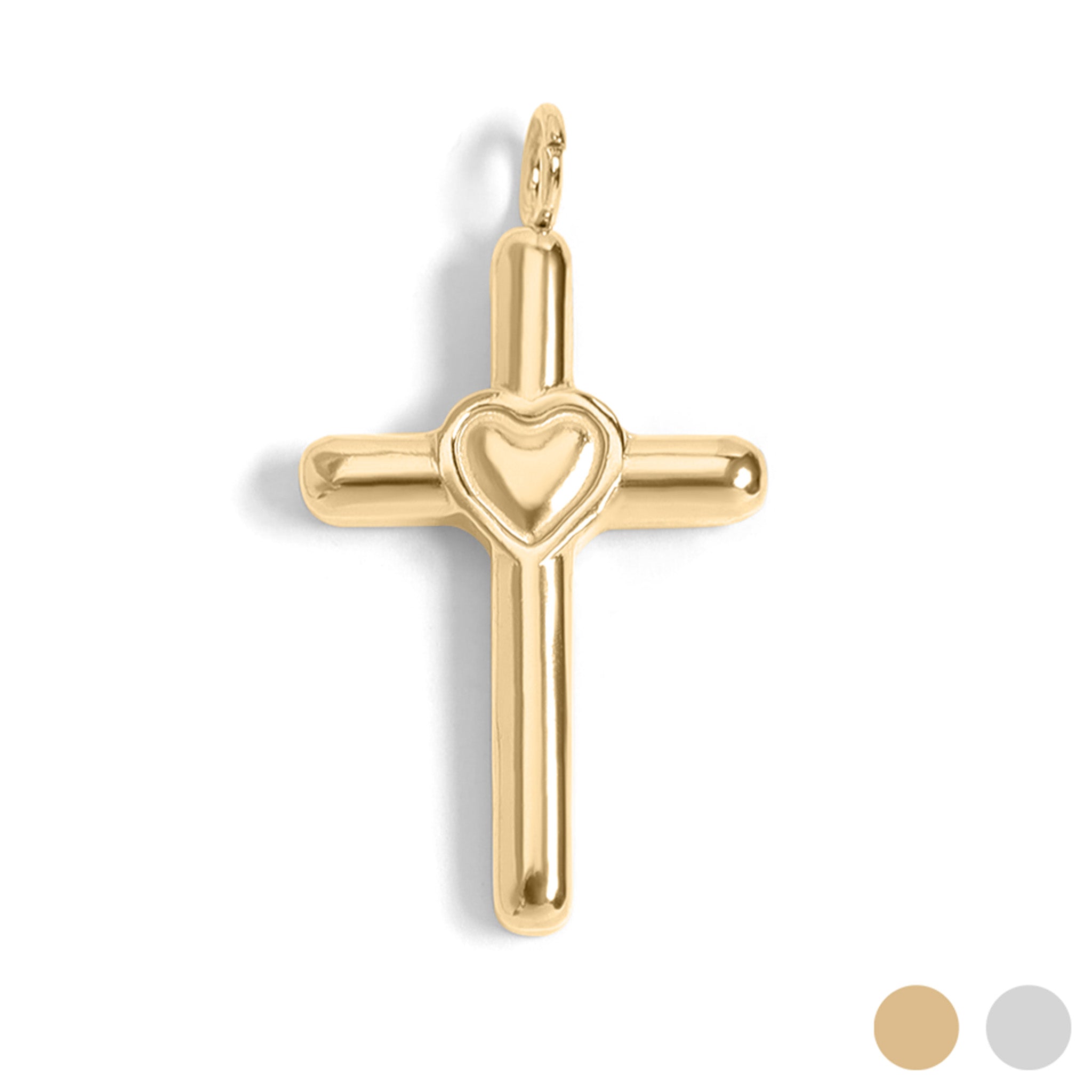 18K Gold PVD Stainless Steel Cross with Heart Charm / PDL0058、mySite、dreamappss