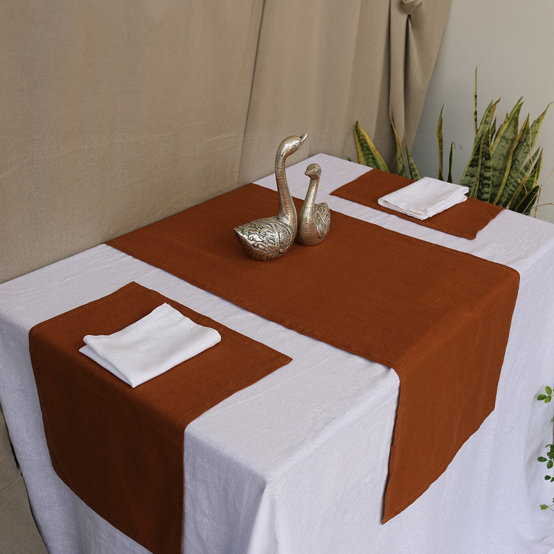 Pure Linen Table Mats | Set of 2 | Cinnamon Brown、mySite、camillekostekn