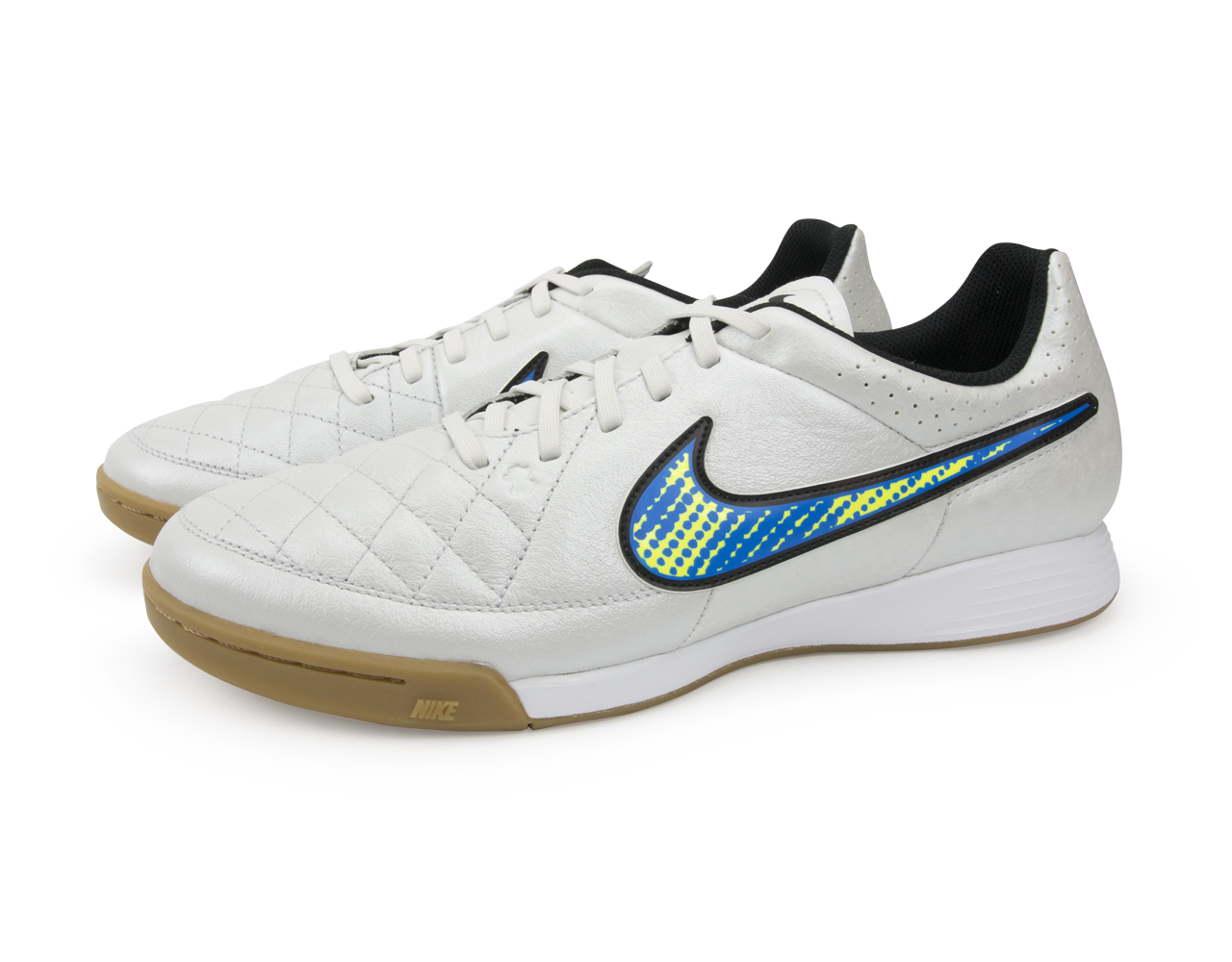 Nike Men's Tiempo Genio Leather Indoor Soccer Shoes White/Volt/Soar/Black、mySite、bottomscart