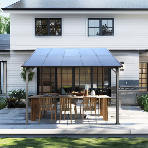 10' x 10' Outdoor Pergola Gazebo,Wall-Mounted Lean to Metal Awning Gazebo with Roof,Large Heavy Duty for Patio,Decks,Backyard、、eastwooduniform