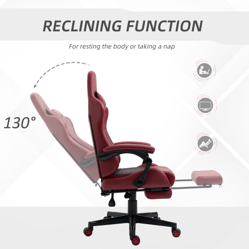 Vinsetto Racing Gaming Chair Diamond PU Leather Office Gamer Chair High Back Swivel Recliner with Footrest, Lumbar Support, Adjustable Height, Red、、casual