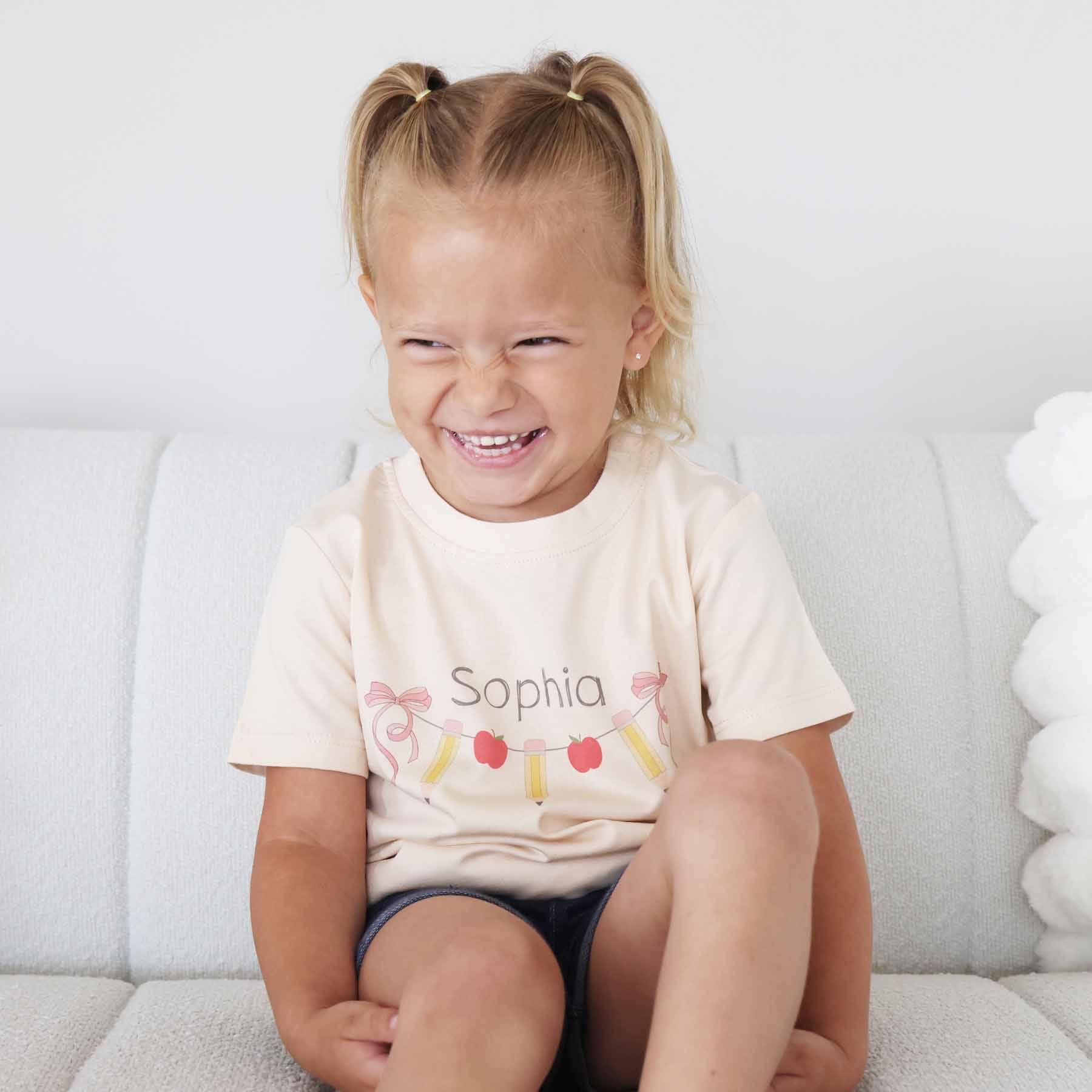  Personalized Pencil Garland Kids Graphic Tee | Natural、mySite、layawaytickets