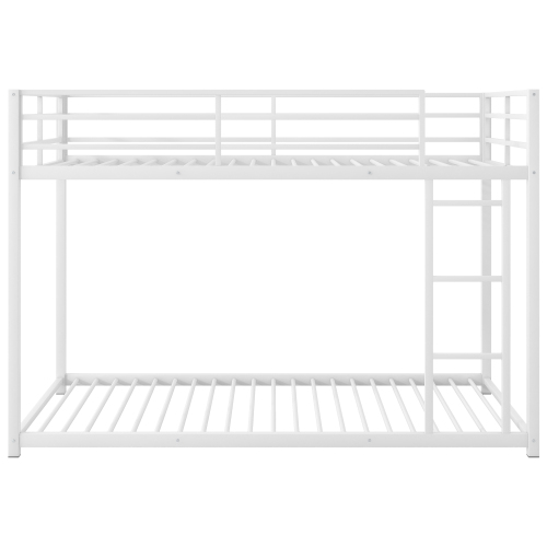 Full over Full Metal Bunk Bed, Low Bunk Bed with Ladder, Black(Old SKU:MF197034AAB)、、casual