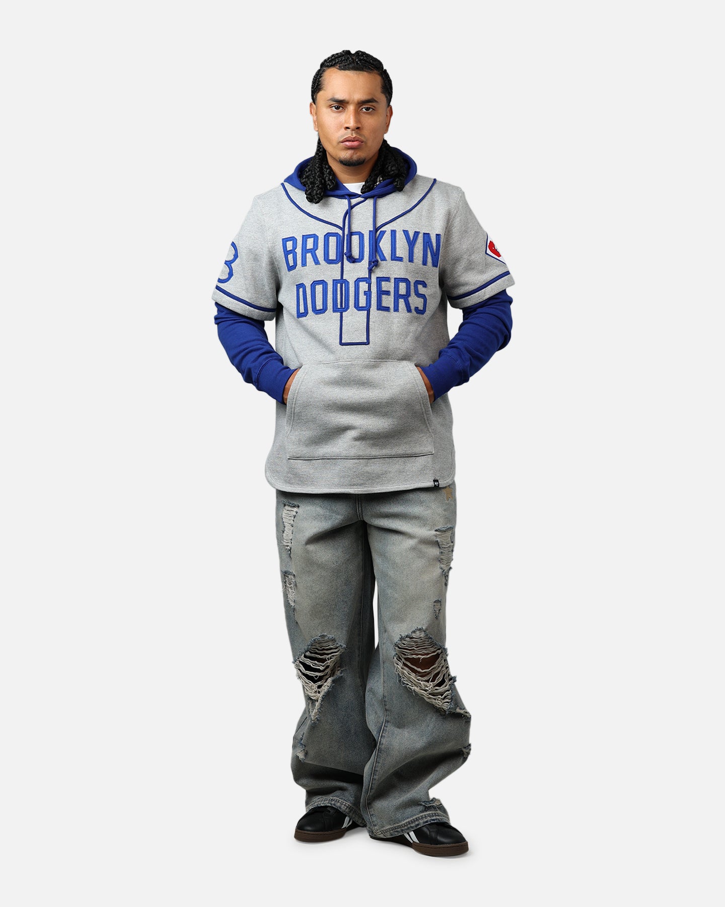 47 Brand Los Angeles Dodgers Game Hoodie Grey/Navy、mySite、zt4zffjzw