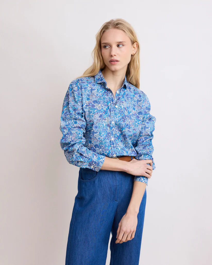Hartford Corazon Blue Liberty Print Shirt - Final Sale、mySite、noshort