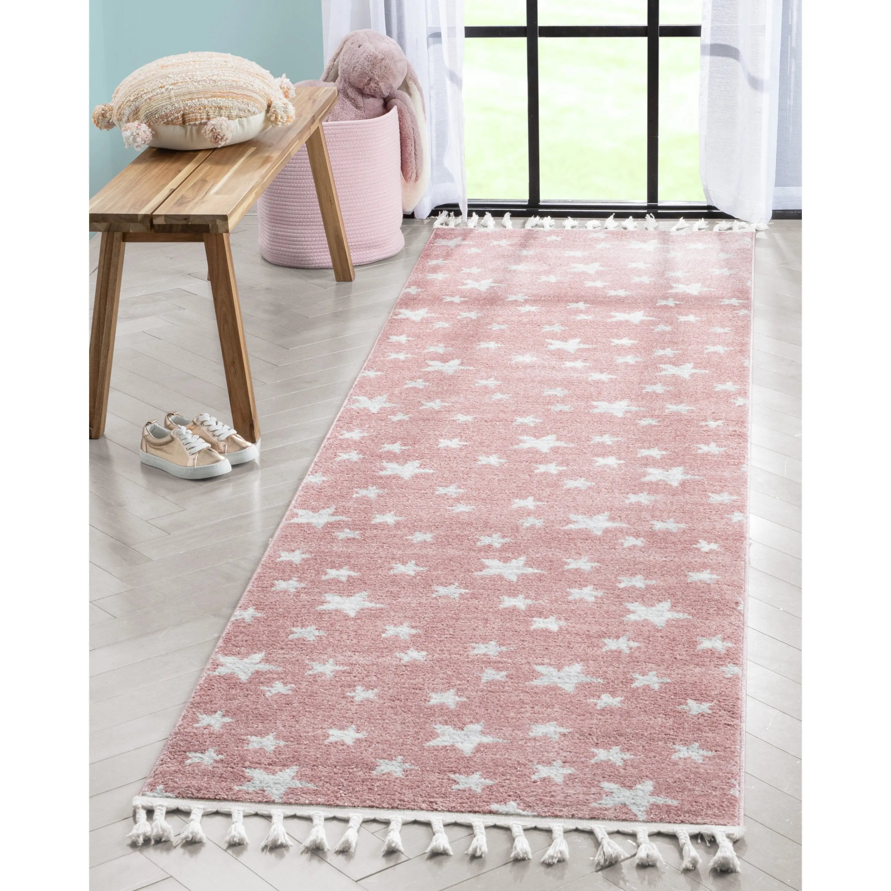 Stars Modern Geometric Pink Kids Rug、mySite、gigharbornorthrealestate
