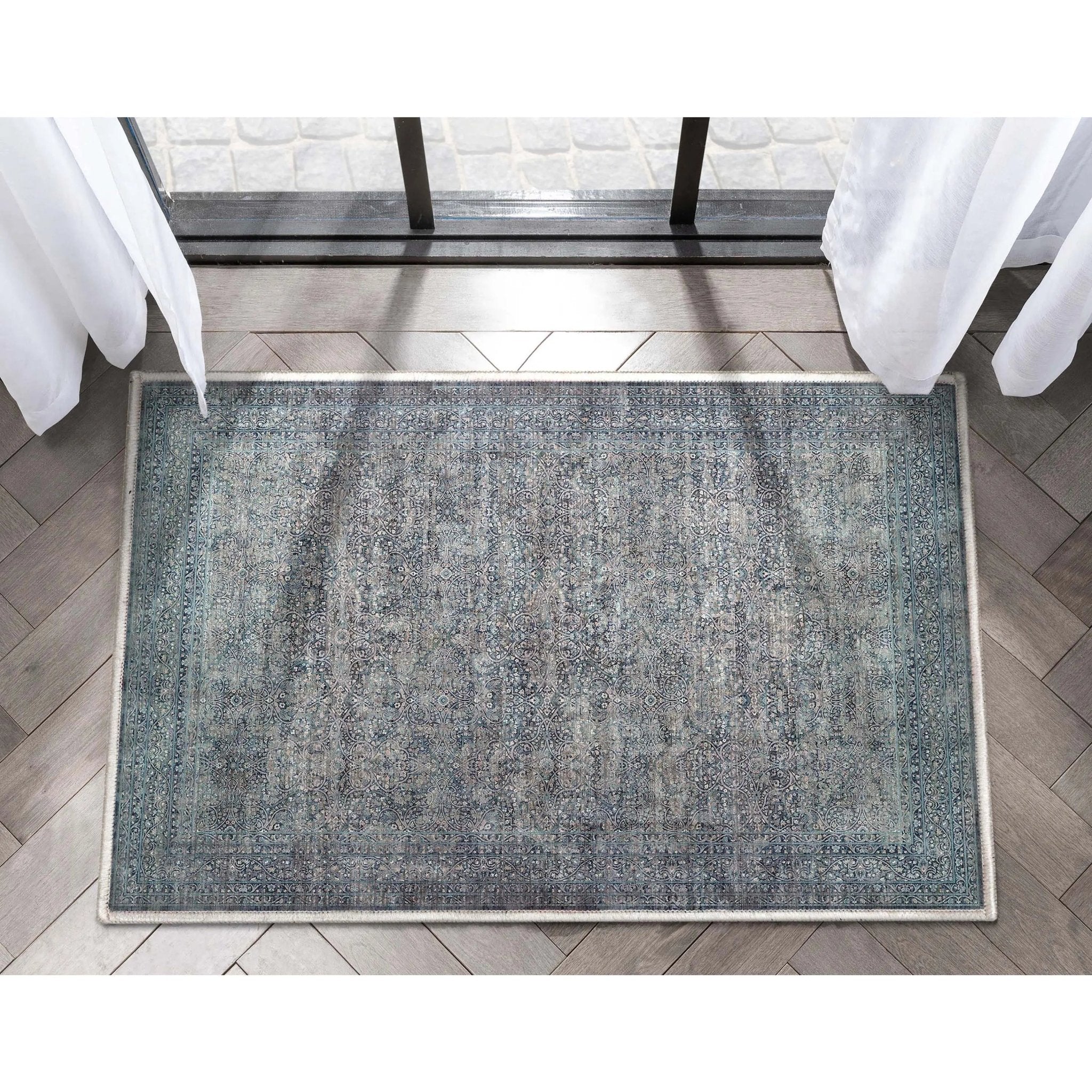 Juliette Vintage Persian Oriental Blue Flat-Weave Rug、mySite、gigharbornorthrealestate