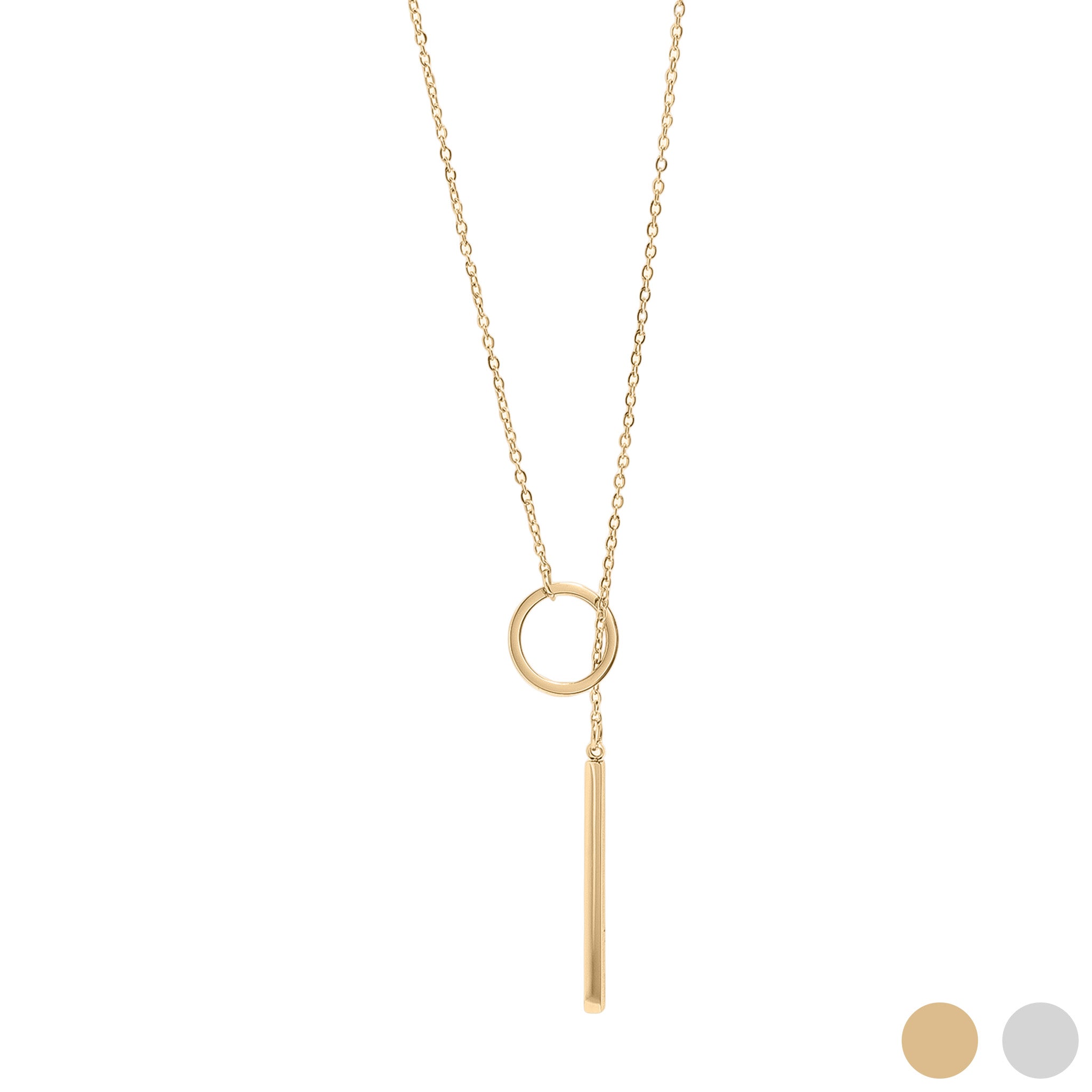18K Gold PVD Stainless Steel Loop Chain Lariat Necklace / CHN0008、mySite、dreamappss