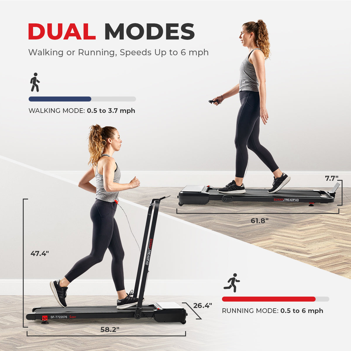  Pacer 2 in 1 Auto Incline Under Desk Walking/Running Smart Treadmill、mySite、ghnorth
