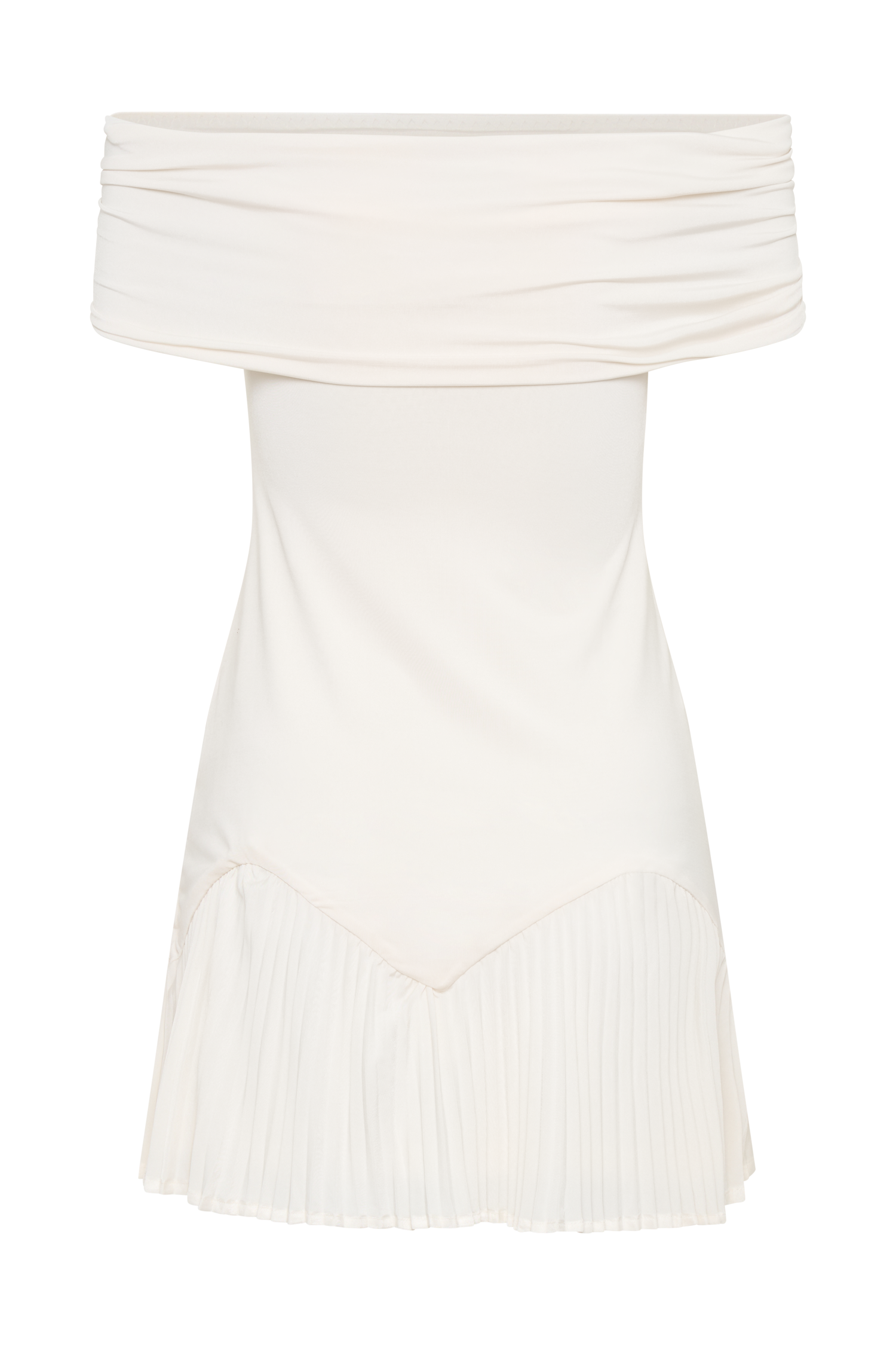 Melina Slinky Off Shoulder Mini Dress - Ivory、mySite、solidvoid