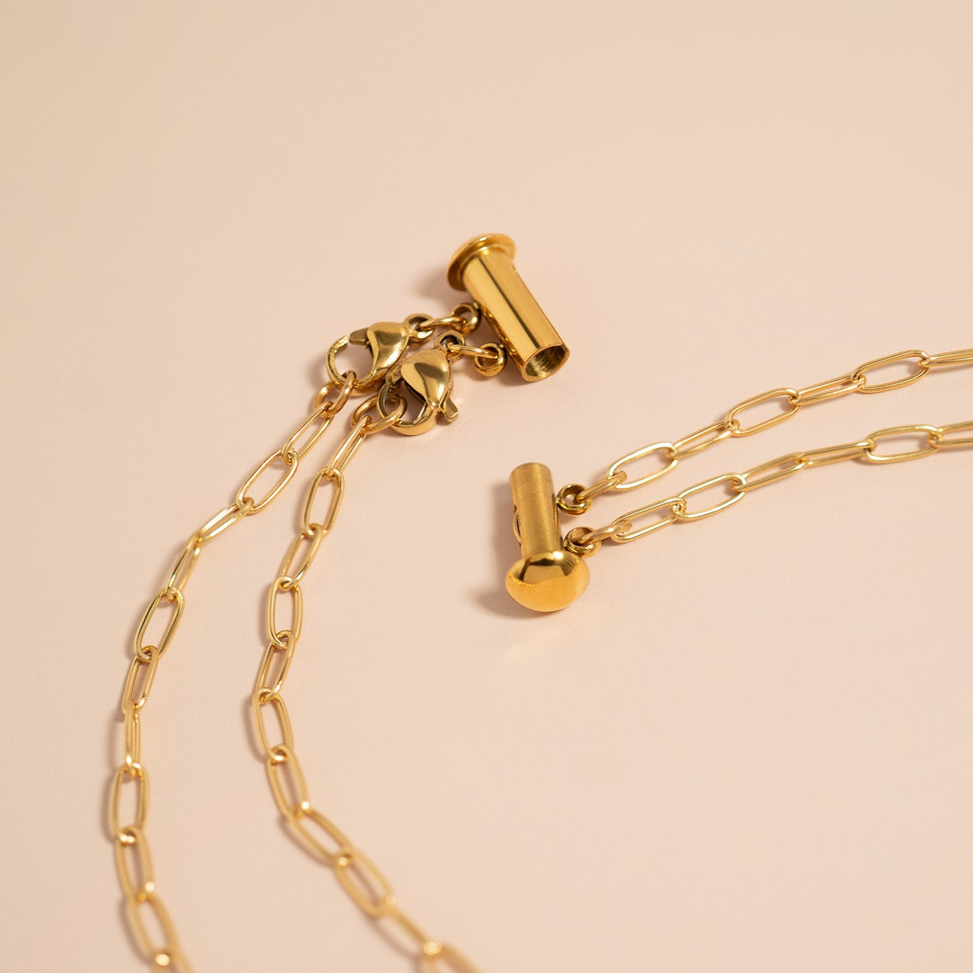 18K Gold PVD Stainless Steel 2 Row Layering Necklace Clasp / ENC0028、mySite、dreamappss