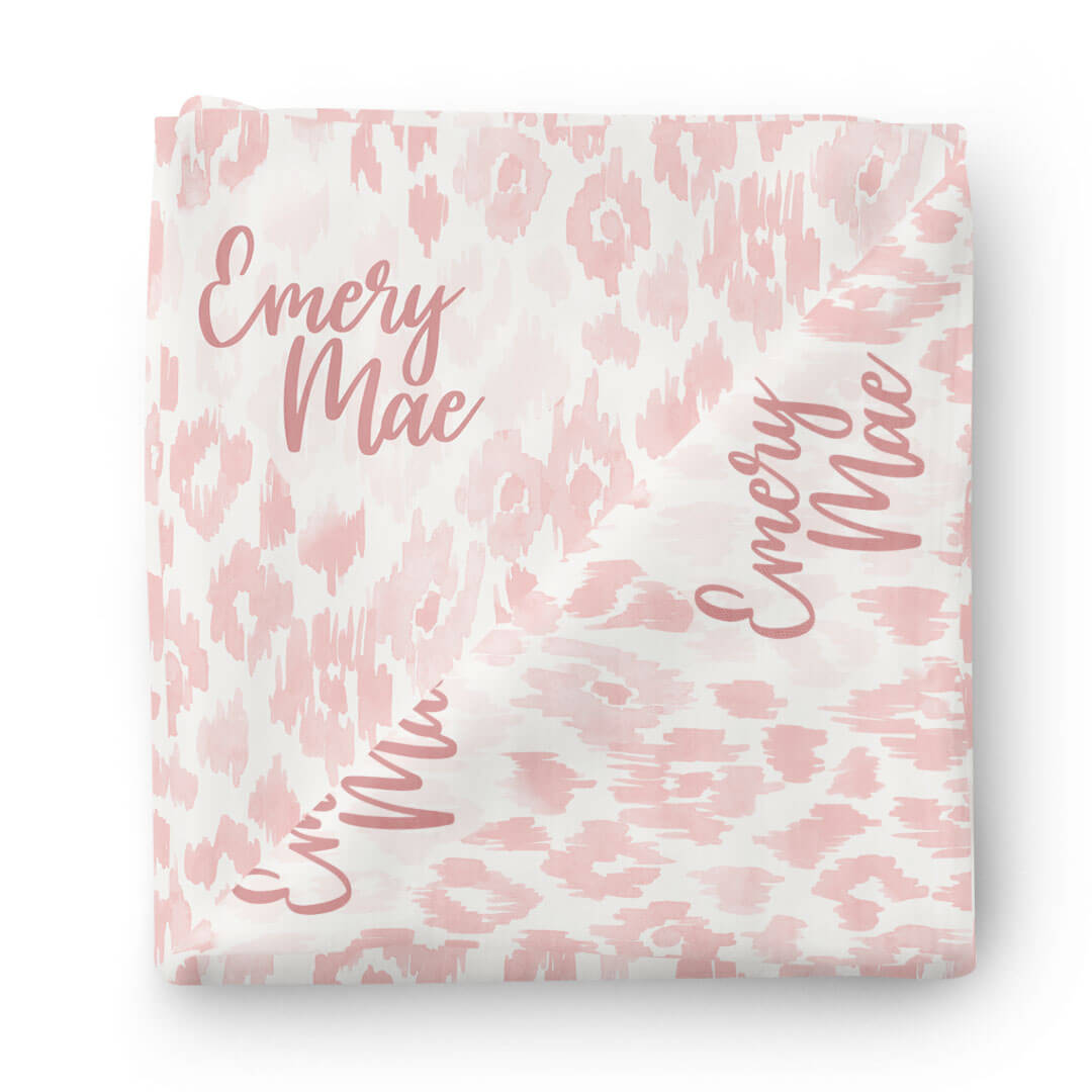  Blush Leopard Personalized Baby Name Swaddle Blanket、mySite、layawaytickets