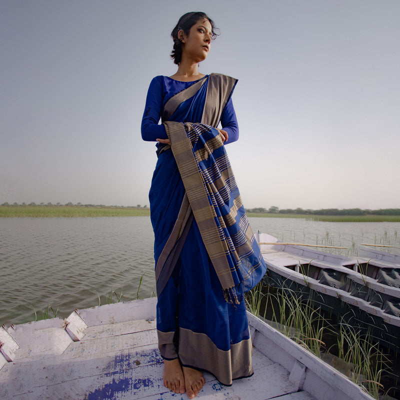 Maheshwari Silk Cotton Saree | Blue、mySite、camillekostekn